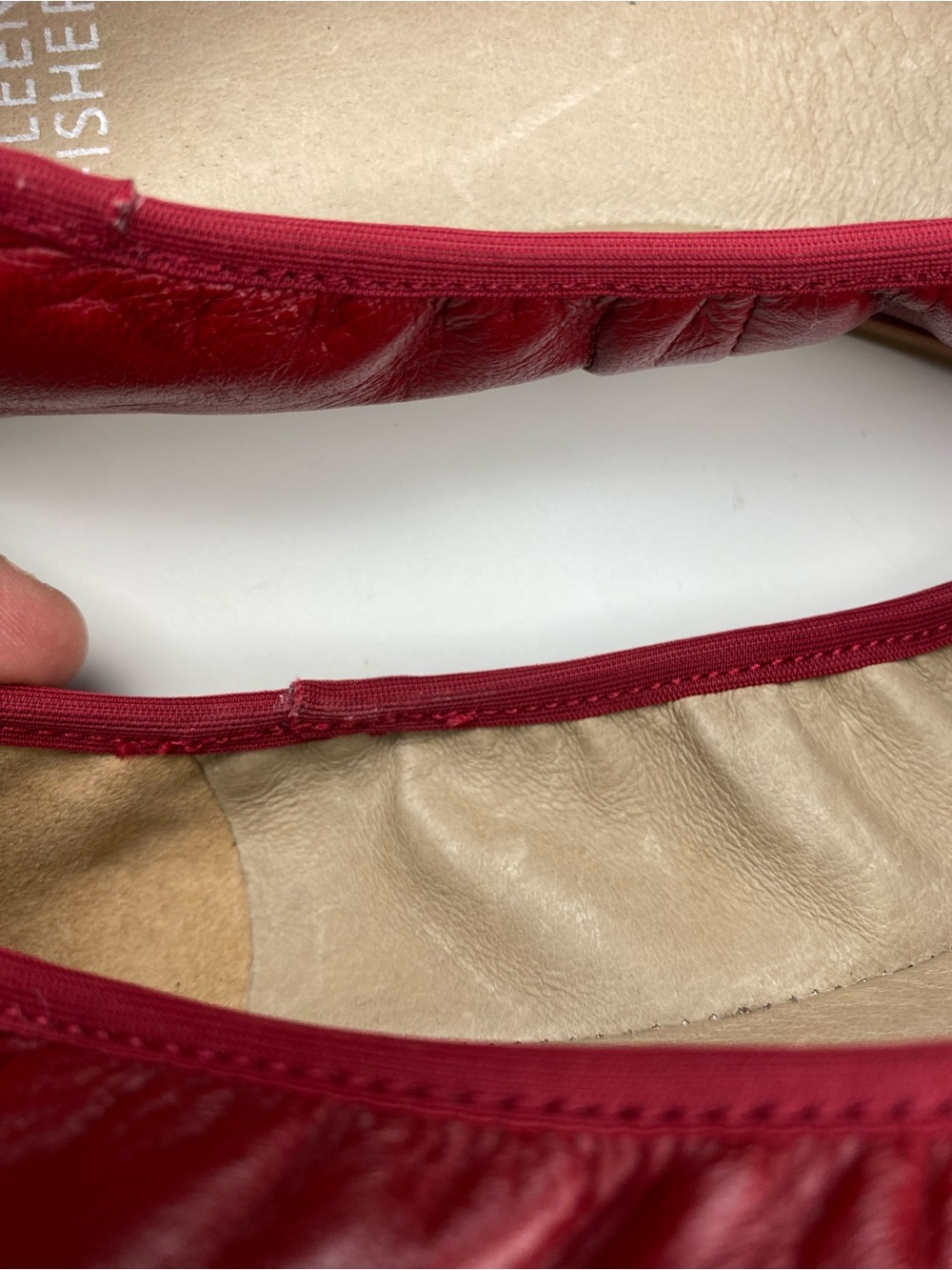 Eileen Fisher Notion Nappa Leather Cranberry Ballet Flats Sz 6 - Picture 9 of 9